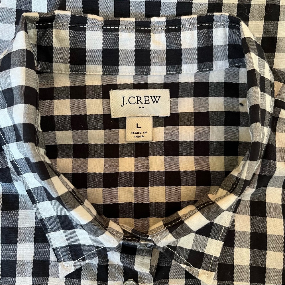J. Crew Black and White Gingham Button-Down Shirt - Picture 7 of 8
